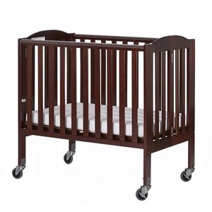 lot 22525 image: Dream On Me 2-in-1 Birch Folding Portable Crib Espresso