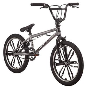 lot 22526 image: Mongoose Legion Mag Freestyle Sidewalk BMX Bike for Kids, Children and Beginner-Level to Advanced Riders, 20-inch Wheels, Hi-Ten Steel Frame, Micro Drive 25x9T BMX Gearing, Silver