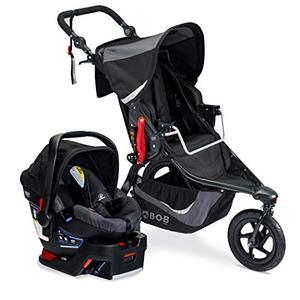 lot 22529 image: BOB Gear Revolution Flex 3.0 Jogging Stroller  Travel System with B-Safe 35 Infant Car Seat  Smooth Ride Suspension  Easy Fold  Adjustable Handlebar, Graphite Black New Logo