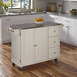 lot 22531 image: Liberty Off-White Kitchen Cart with Stainless Steel Top by Home Styles
