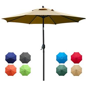 lot 22558 image: Sunnyglade 9Ft Patio Umbrella Outdoor Table Umbrella with 8 Sturdy Ribs (Tan)