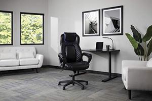 lot 22594 image: OFM ESS Collection Racing Style SofThread Leather High Back Office Chair, Blue