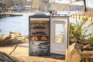 lot 22602 image: Masterbuilt MB20073519 Bluetooth Digital Electric Smoker with Broiler, 30 inch, Black USED