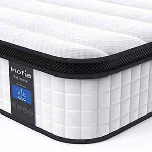 lot 22630 image: Inofia Full Mattress, 12 Inch Hybrid Innerspring Double Mattress in a Box, Cool Bed with Breathable Soft Knitted Fabric Cover