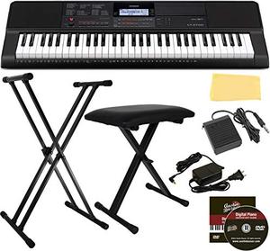 lot 22683 image: Casio CT-X700 Portable Keyboard Bundle with Stand, Bench, Sustain Pedal, Power Adapter, Austin Bazaar Instructional DVD, and Polishing Cloth