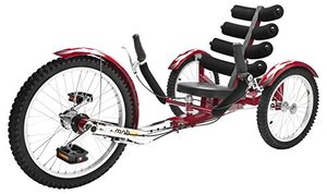 lot 22718 image: Mobo Cruiser Shift 3-Wheel Recumbent Bicycle Trike. Reversible Adult Tricycle Bike, red , 20-Inch