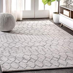 lot 22742 image: JONATHAN Y Moroccan Hype Boho Vintage Diamond, Bohemian, Easy Cleaning, for Bedroom, Kitchen, Living Room, Non Shedding Area Rugs, 8 X 10, CreamGray