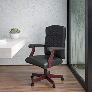 lot 22784 image: BROWN Flash Furniture Martha Washington Black LeatherSoft Executive Swivel Office Chair with Arms DAMAGED