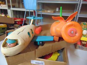 lot 3241 image: Fishier Price Airplane and Orange Push Toy
