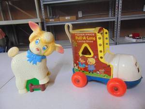 lot 3281 image: Fisher Price Lacing Shoe and Plastic Lamb