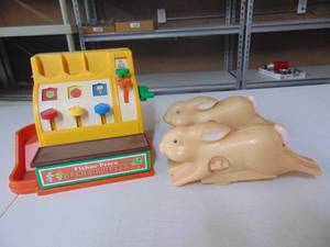 lot 3282 image: Fisher Price Cash Register and Two Rabbits