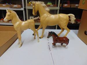 lot 3309 image: Three Toy Horses - 1 repaired