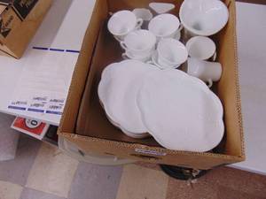 lot 3354 image: Milk Glass Snack Plates, saucers and more