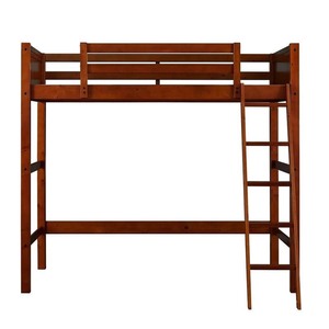lot 64843 image: Zuniga Twin Solid Wood Platform Loft Bed by Harriet Bee Color Walnut. Open Box As Is. Retail $369.99