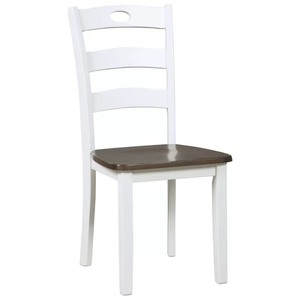 lot 64854 image: Strongsville Ladder Back Side Chair in WhiteBrown (Set of 2). Retail $163.98. Open Box