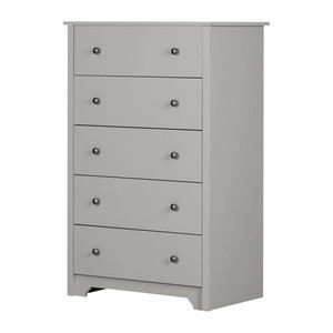 lot 64855 image: South Shore Vito 5-Drawer Chest , Soft Gray. Retail $202.87 Factory Sealed
