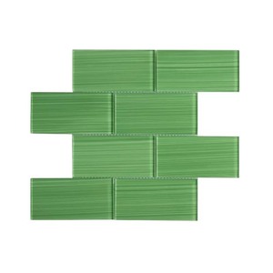lot 64863 image: Emerald Green Premium Hand Painted 3 x 6 Glass Mosaic Subway Tile. 3 Boxes with 5 Slates Each