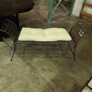 lot 66937 image: SafaVieh Outdoor Metal Bench 55 L by 15 W