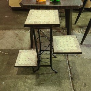 lot 66938 image: 3 Tier Metal and Stone Planter Holder 23 H by 23 W