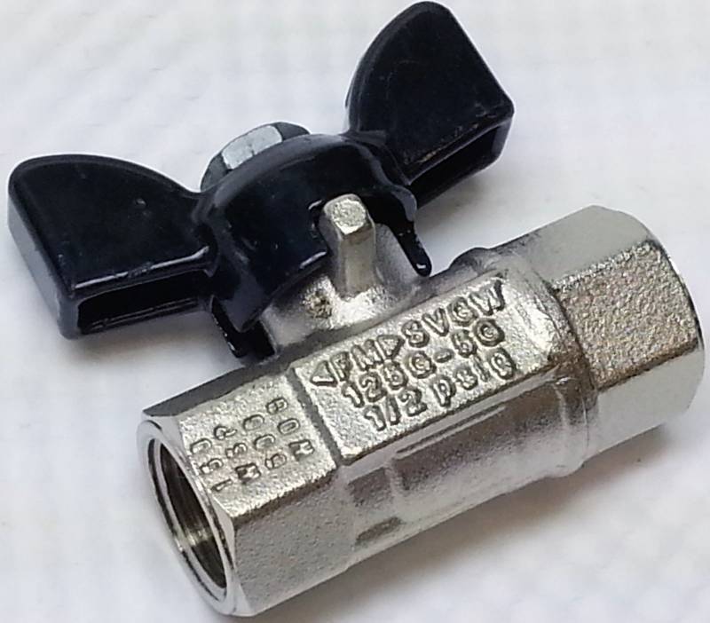 lot 9164-2 image: Stainless ball check shut off valve 90 degree twist 38 female NPT High Flow.