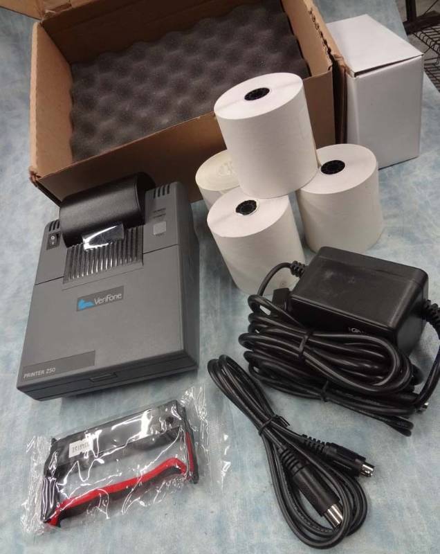 lot 1743 image: Complete factory reconditioned Verifone P250 POS credit card receipt printer