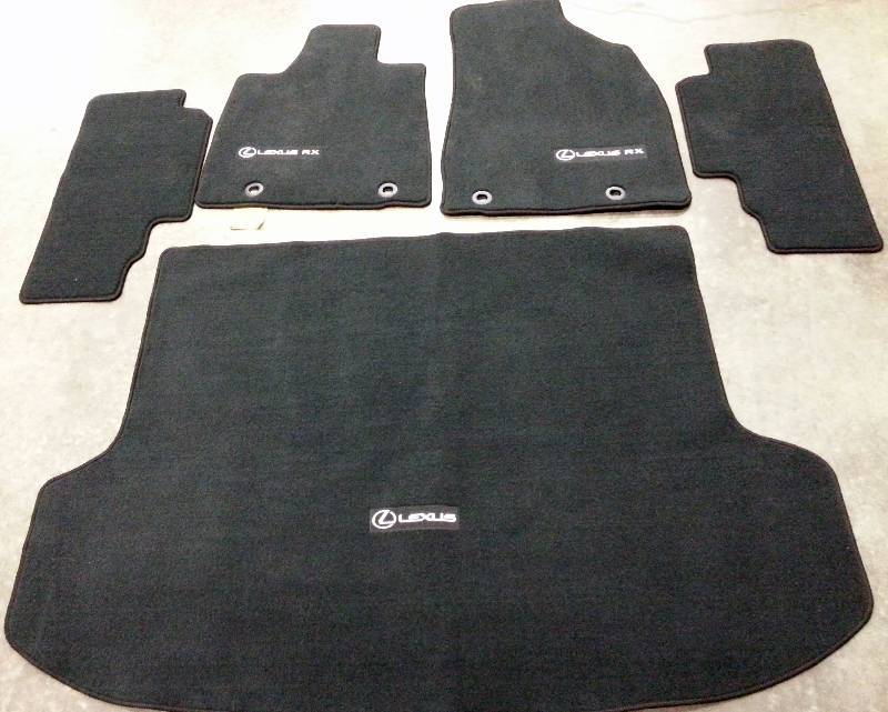 lot 1782 image: New take out and complete set of LEXUS RX350RX450H 2010-2015 Black front, rear and cargo mat set.