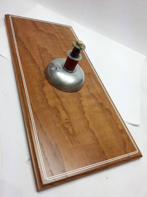 lot 1786 image: Cool Walnut wood (I think) awards plaque that originally had a 1954 Packard steering wheel on it.