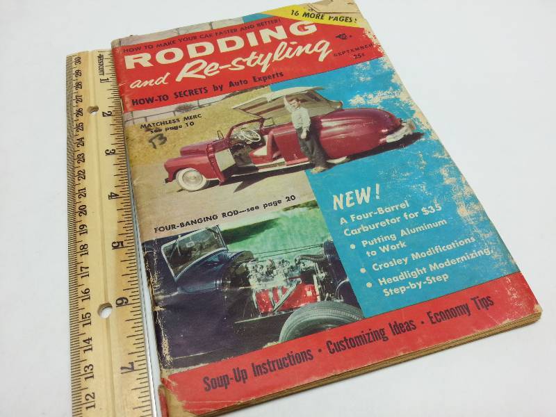 lot 1803 image: Volume #1, issue #3 September 1955 Rough cover and definitely well read small size Rod & Custom magazine