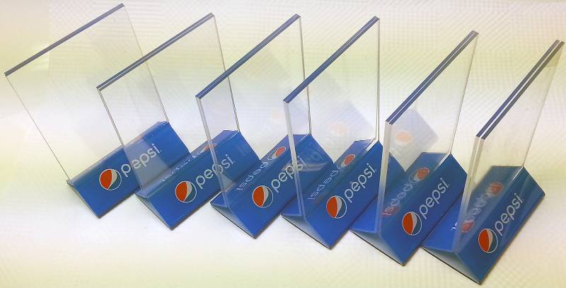 lot 9019 image: 6 of Pepsi restaurant supply menu or specials clear acrylic 4 X 6 displayettes