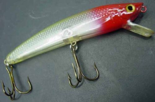 lot 9027 image: New Renegade Pro Series Crank Bait long skinny fishing lure Red head clear body