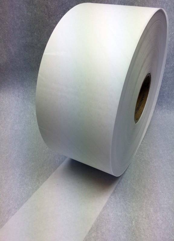 lot 9088 image: New 2000 foot roll Bomarko hamburger meat patty waxed coated 4-12 patty paper.