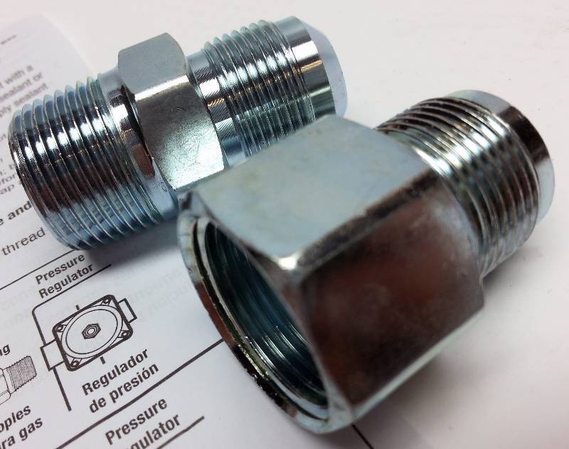 lot 9136-2 image: BrassCraft PSBSC-67L 34-in Connection Fitting kit gas appliance supply inlets.  58OD gas fittings - 34MIP (12FIP tap)