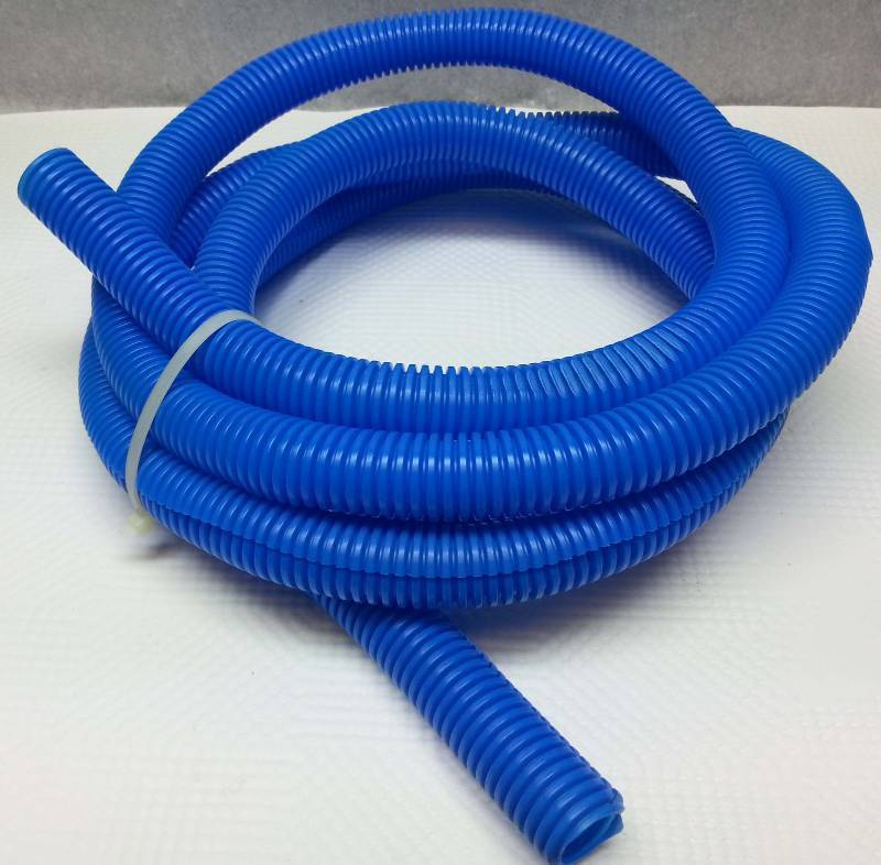 lot 9156-2 image: 10 foot roll convoluted plastic tubing hose or wire covering Pretty Blue 34 ID.