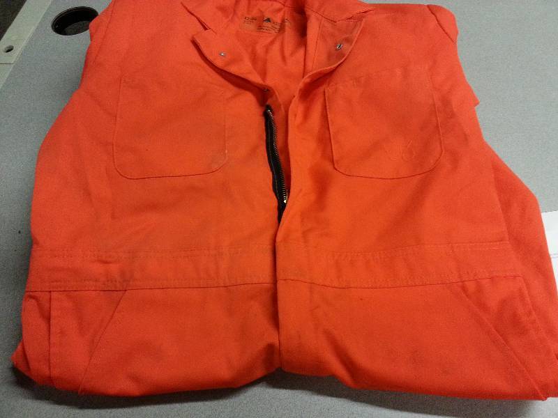lot 1820 image: Hang with the Jail Birds or just be cool wearing this one piece Red Kap Orange set of coveralls Size is 42-RG.