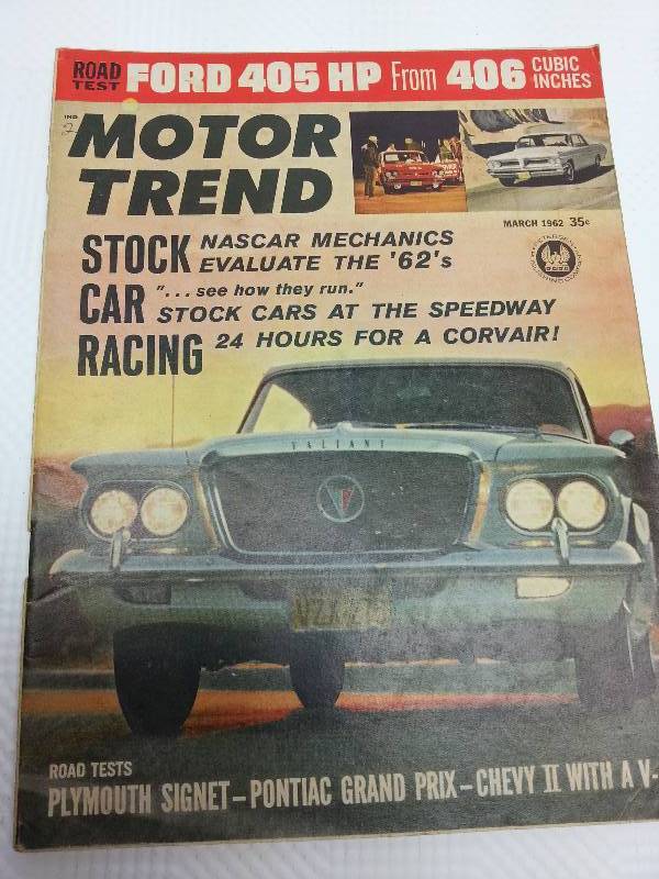 lot 1774 image: March 1962 Motor Trend original magazine.