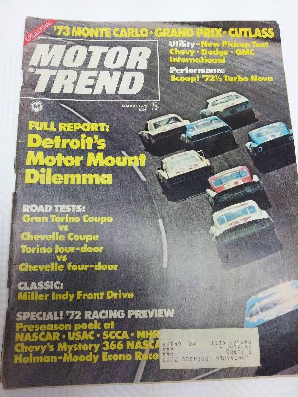 lot 1778 image: March 1972 Motor Trend original magazine.
