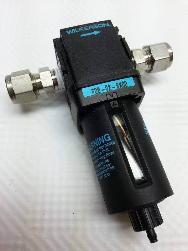 lot 1845 image: New Wilkerson 150 psi Miniature Compressed Air Filter with stainless inout fittings