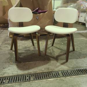 lot 1 image: Brand New Set of 2 Mid Century Walnut Chairs