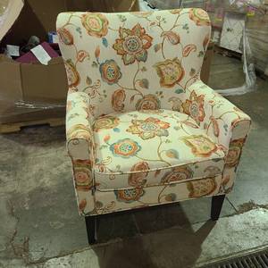 lot 4 image: Flowered Accent Armed Chair