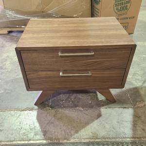 lot 5 image: Mid-Century Nightstand 2 Drawer 18.5 inches tall
