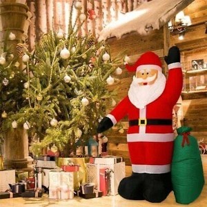 lot 64901 image: Kinbor 8Ft Giant Christmas Inflatable Santa with Gift Bag, Lighted Blow Up