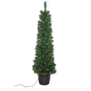 lot 64904 image: 5-Foot Pre-Lit Potted Tree with 100-Light Warm White LED Bulbs