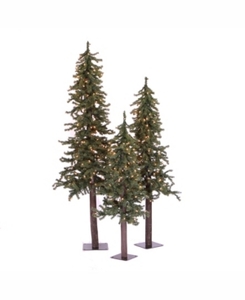 lot 64905 image: Vickerman 4 5 6 Natural Alpine Artificial Christmas Tree Set with 500 Clear Lights