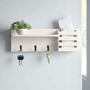 lot 64926 image: Hines Utility 18 W x 6 H x 4.25 D Shelf with Pocket and Hanging Hooks