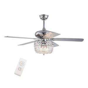 lot 64936 image: 52 5 - Blade Crystal Ceiling Fan with Remote Control. Retail $269.99. Open Box Untested