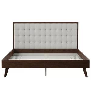 lot 64953 image: Abril Tufted Solid Wood Headboard and Footboard. Open Box