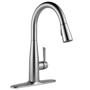 lot 66979 image: Delta Essa Single Handle Pull-Down Kitchen Faucet in Arctic Stainless 9113-AR-DST