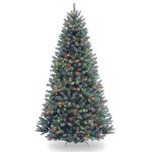 lot 66995 image: National Tree 7 .5 North Valley Spruce Blue Hinged Tree with 700 Multi Lights