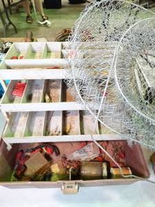 lot 37414 image: Fishing Net and Tackle Box with Misc. Contents