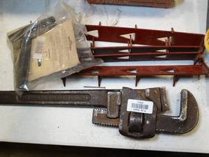 lot 37601 image: Large Pipe Wrench and more